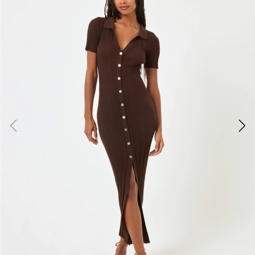 Lspace Brown Button-Up Dress